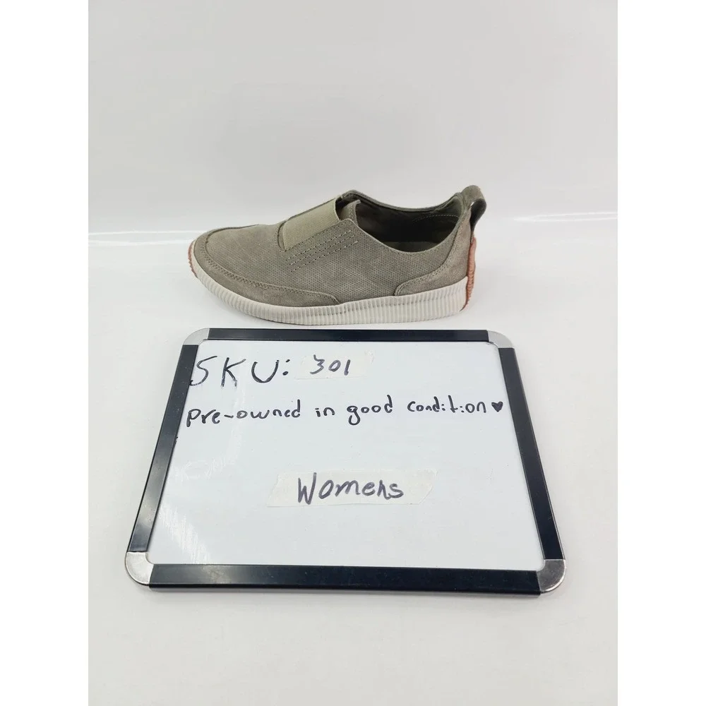 Sorel, Fabric Slip-On Sneakers, Women's, Size 7, Olive Green‎ Color.